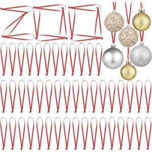 200 Pcs Red Ribbon Hangers Christmas Ornament String Tree Loop Craft Decoration